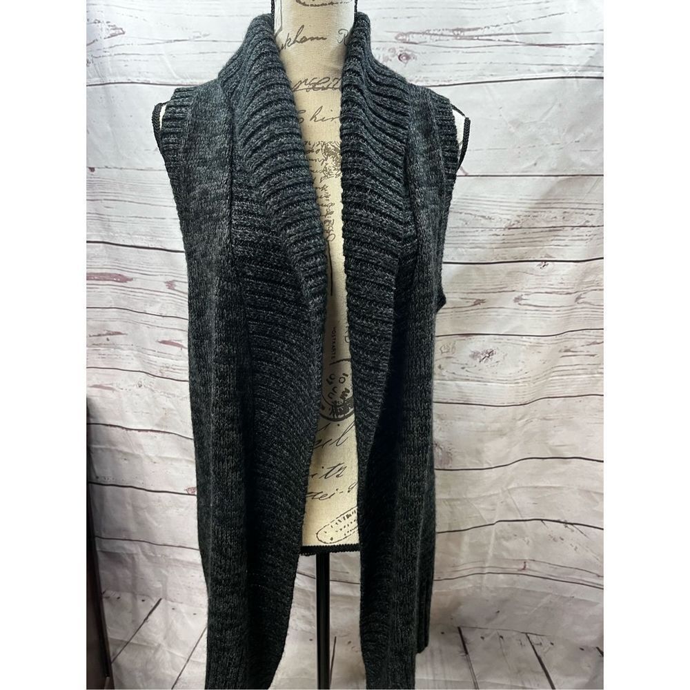 Style & Co. Gray Sleeveless Cardigan Duster Sweater Vest - Open Front - Medium